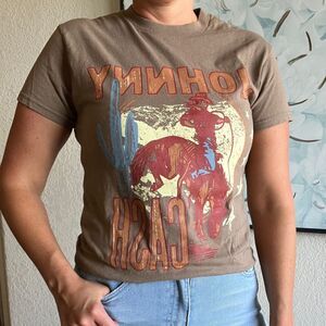 Johnny Cash Brown Graphic T-Shirt